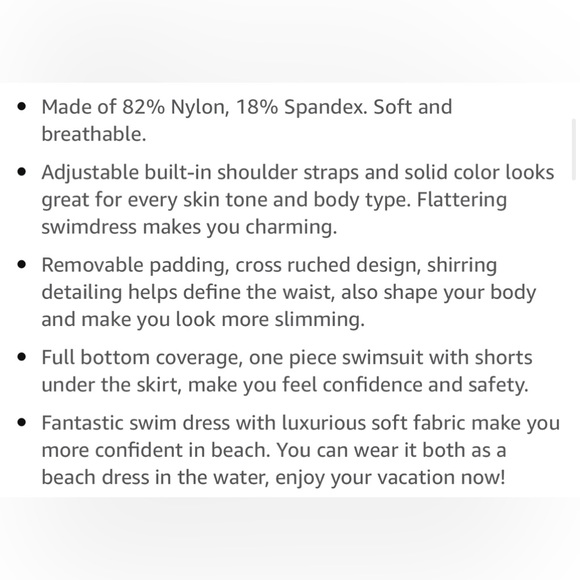 SHEKINI Elegant One Piece Swimdress Tummy Control Crossover Skirted Swimsuit - Picture 8 of 8